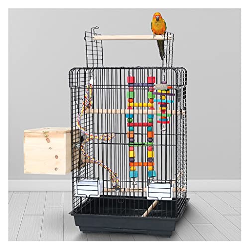 zlw-shop Vogelkäfig Großer Papageien-Vogelkäfig Metallkäfig oben Papageienständer großes Haustierspielzeug mit Futterstation geeignet für große Vögel, Sittiche, Kanarienvögel Flugkäfig (Farbe: von zlw-shop