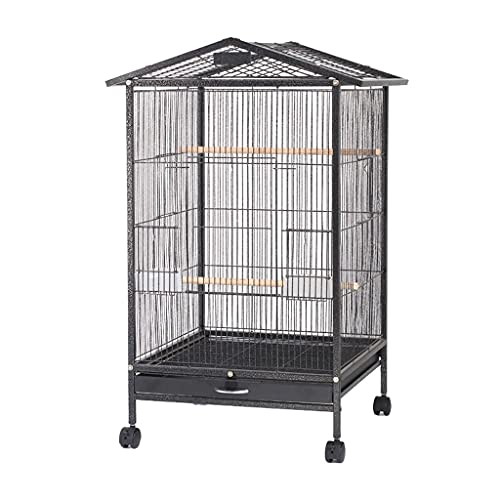 zlw-shop Vogelkäfig Großes Dach Papageienkäfig Schwarz Phoenix Myna Zuchtkäfig Vogelkäfig Große Größe für Vogelherde, Kanarienvögel Sittiche Flugkäfig (Farbe: Schwarz) von zlw-shop