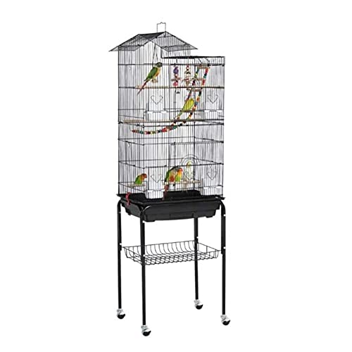 zlw-shop Vogelkäfig Haushalt 4 Rollen Draht Vogelkäfig Räder Indoor/Outdoor Großer Stacheldraht Mit Dachfenstern Papageienkäfig Flugkäfig von zlw-shop