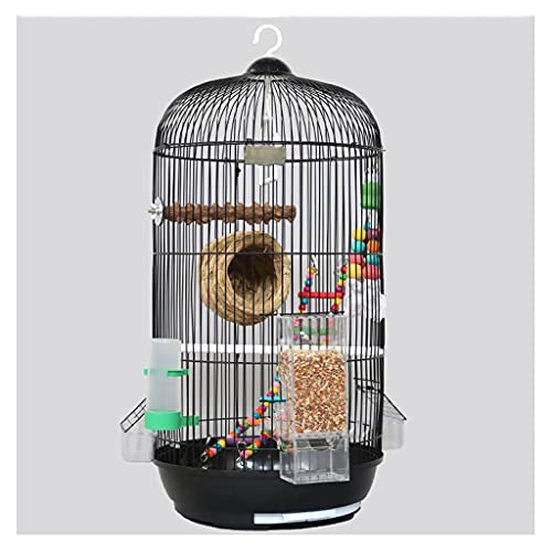 zlw-shop Vogelkäfig Vogelkäfig Hängender Papageienvogelkäfig Zuhause Wellensittich Lebendvogelkäfig Kuppel Zuchtkäfig Kanarienvogel Sittich Liebe Vogelflugkäfig (Farbe: Schwarz) von zlw-shop