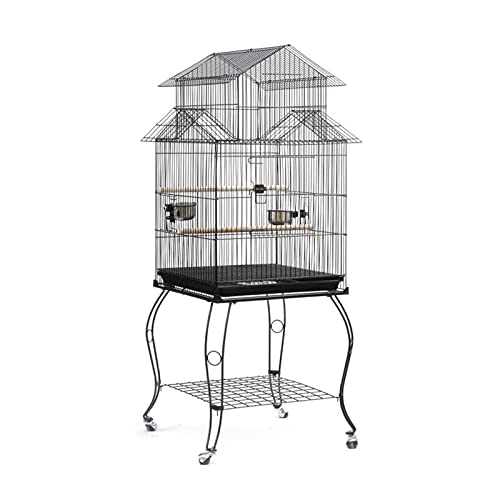 zlw-shop Vogelkäfig Vogelkäfig Zubehör Vogelhaus Outdoor Großer Vogelkäfig Kakadu Kanarienvogel Papagei Ara Käfig mit 4 Rollen Flugkäfig (Farbe: 59 x 59 x 139,5 cm) von zlw-shop