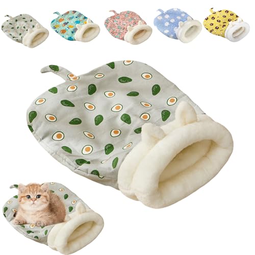 Cat Sleeping Bag, Cat Sleeping Bag for Indoor Cats, Cozy Pet Nest, Cozy Pet Nest for Cats, Soft Comfort Plush Cat Sack Winter (Avocado) von zoocco