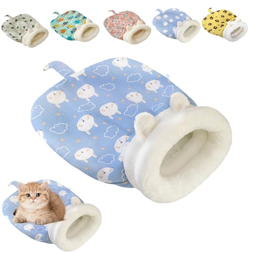 zoocco Cat Sleeping Bag, Cat Sleeping Bag for Indoor Cats, Cozy Pet Nest, Cozy Pet Nest for Cats, Soft Comfort Plush Cat Sack Winter (Blue Rabbit) von zoocco