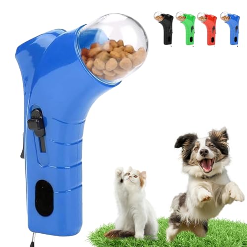 zoocco Cat Treat Shooter, Dog Treat Launcher, Pet Interactive Award Snack Catapult Toy for Dogs Cats Exercise Training (Blue) von zoocco