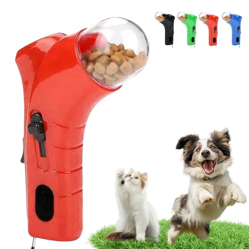 zoocco Cat Treat Shooter, Dog Treat Launcher, Pet Interactive Award Snack Catapult Toy for Dogs Cats Exercise Training (Red) von zoocco