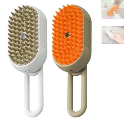 zoocco Spritz Defur Comb for Cats, 2024 New 3-in-1 Cat Steam Brush for Massaging and Cleaning Shedding Pets (White+Brown) von zoocco