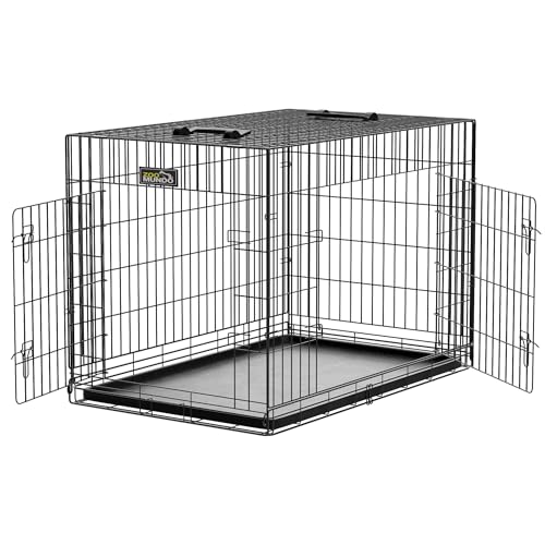 zoomundo L Hundekäfig Transportkäfig Transportbox Tierkäfig Drahtkäfig Faltbarer Käfig aus Metall mit herausnehmbarer Kunststoffwanne - Black Edition von zoomundo