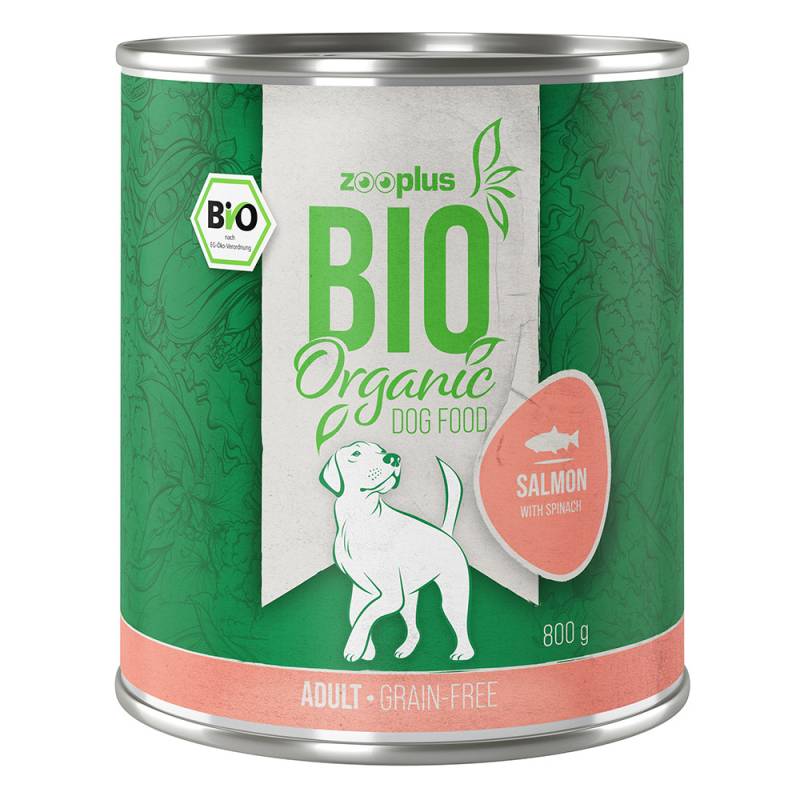 22 + 2 gratis! zooplus Bio 24 x 800 g   - Bio Lachs mit Bio-Spinat (getreidefrei) von zooplus Bio