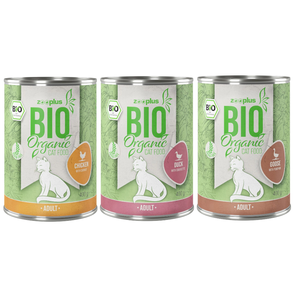 Probiermix: zooplus Bio 6 x 400 g - Huhn/Karotte, Ente/Zucchini, Gans/Kürbis von zooplus Bio