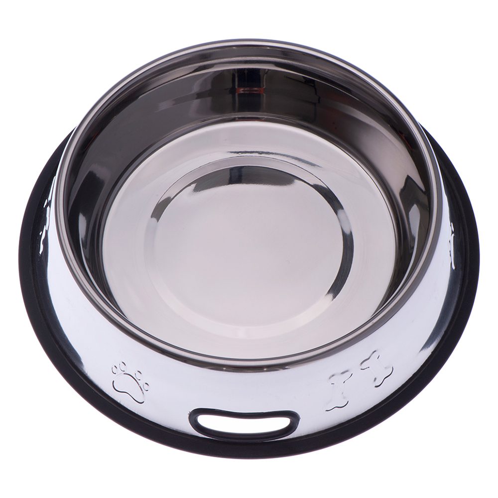 Edelstahlfressnapf mit Prägung und Gummiring - 1,8 l, Ø 27 cm Edelstahlfressnapf mit Prägung und Gummiring - 1,8 l, Ø 27 cm von zooplus Exclusive