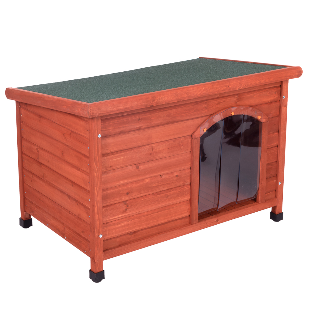 Hundehütte Woody Flachdach - Größe M: B 104 x T 66 x H 70 cm von zooplus Exclusive