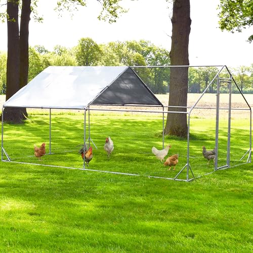 zooprinz XXL Freilaufgehege aus Metall mit Sonnendach/Regenschutz für Hühner – Außengehege als Auslauf Voliere Hühnerstall oder Hasenstall, Kleintiergehege – In 3 Größen (400x300x195cm) von zooprinz