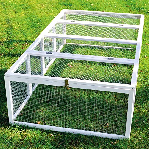 Zooprinz Premium Freilaufgehege Rabbit Run für draußen - ideal für Kleintiere - Besonders Stabiler und großer Holzrahmen - Mobiler Freilauf Hasenstall in Weiß von zooprinz