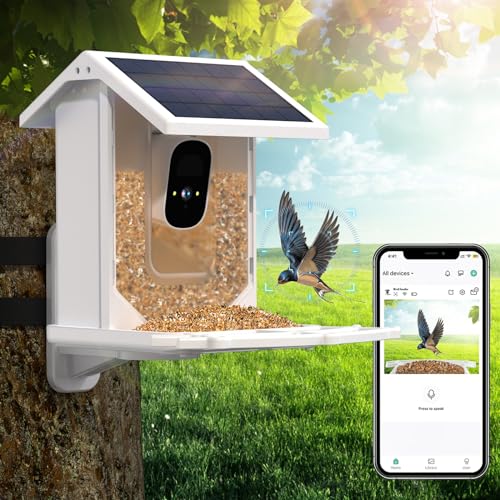 zootop Vogelfutterstation mit Kamera, automatische Aufnahme & Speichern von Vogelvideos Vogelbeobachtungskamera mit klarer Nachtsicht Solarenergie Vogelhäuschen Kamera (Vögel KI & Solar) von zootop