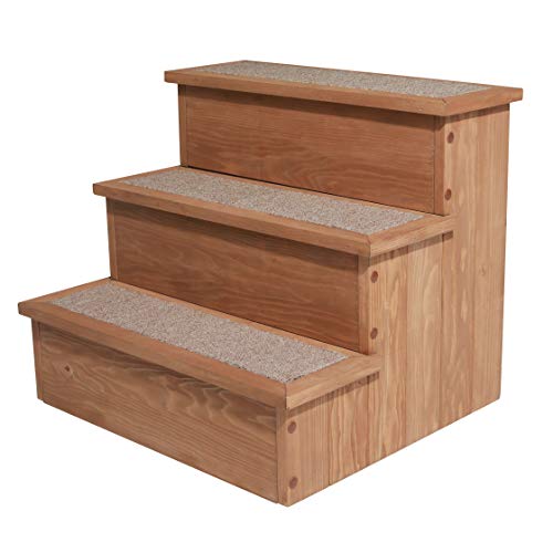 zoovilla PTR0082212010 Yorkshire Haustier-Treppe mit Aufbewahrung, Holz-Nachttischrampe mit Aufbewahrung, natürliches Holz, 39 cm T x 44 cm B x 37 cm H von zoovilla