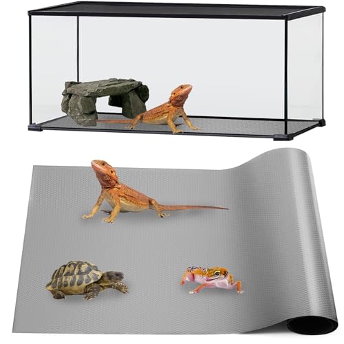 zunzingy Bartagamen-Tankzubehör, Reptilienmatte, Terrarium-Substrateinlage für Leoparden, Gecko, Eidechse, Schlange, Schildkröte, Leguan, nicht klebender Reptilienboden (45,7 x 182,9 cm, Grau) von zunzingy