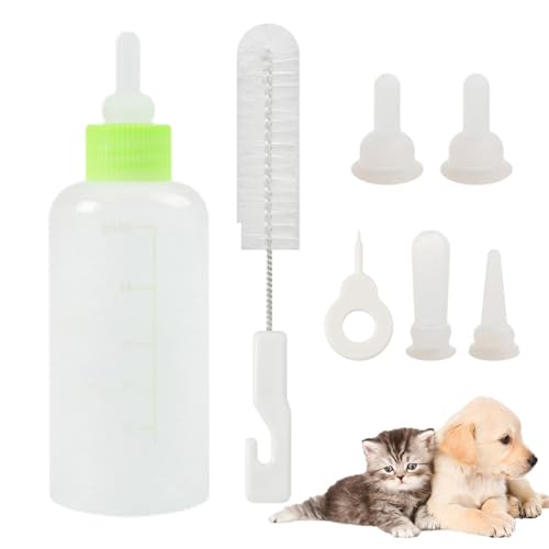 7 Stück Welpen-Futterflaschen | Welpen-Stillflaschen-Set | Welpen-Futterflaschen-Kit | Fütterungsnippel mit Flasche für Kätzchen, Welpen-Stillflasche Feeder Set, Welpen Nippel mit Flasche, von zwxqe