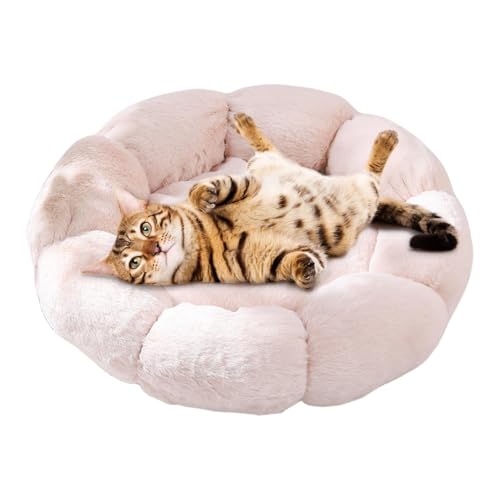 Beruhigendes Katzenbett, Blumenwarme Katzenhöhle, weiche Katzenbetten, beruhigende Plüsch-Haustierbetten, waschbares Katzennest, Katzennest für kleine Katzen, Indoor-Hundebett, Plüsch-Haustierbett für von zwxqe