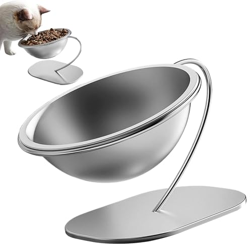 Cat Raised Food Bowl, Metal Kitten Food Container, Pet Feeding Accessories, 5.91x6.1x7.68 Inches Large Elevated Cat Dish with Non-Slip Base for Indoor Pets von zwxqe