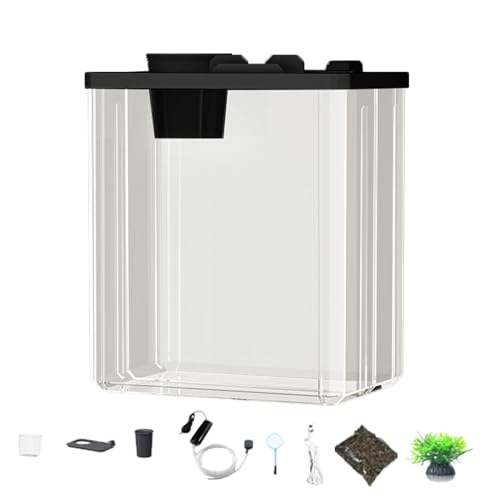 Compact Fish Tank, Air Pump Fish Tank, Atmosphere Light Aquarium, Miniature Fish Tank, Decorative Fish Tank, Betta and Snail Tank, Shrimp Tank with Light for Betta and Snail 22.5x15x28cm von zwxqe