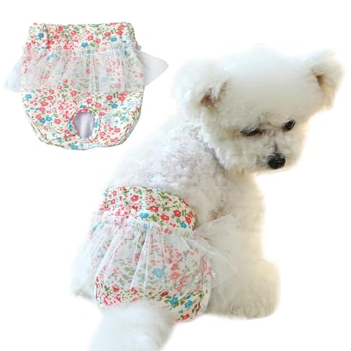 Hundewindeln für Damen, Größe S, Physiologische Shorts, Hundehose, Blumendesign, wiederverwendbar, waschbar, physiologische Shorts für kleine Hunde, Welpen, Hündinnen von zwxqe