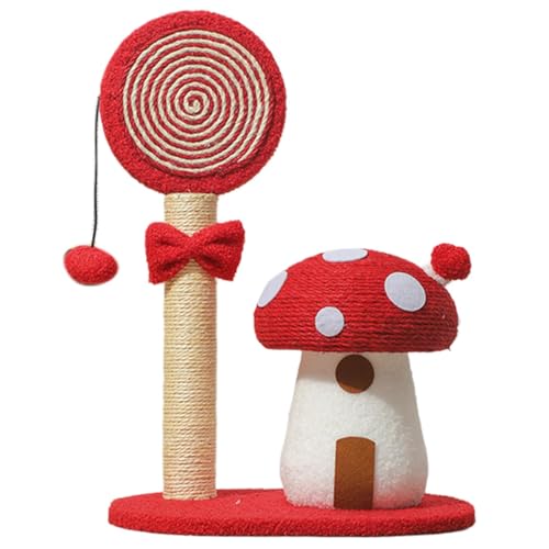 Mushroom Cat Climbing Tower, Interactive Indoor Cat Tree with Scratch Post, Multi-Functional Mushroom Poles and Sisal Board Scratcher, Fun Pet Furniture for Living Room Decor von zwxqe