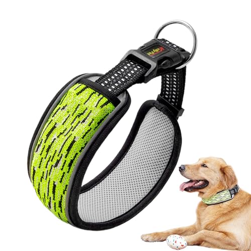 Reflektierendes Hundehalsband, strapazierfähig, gepolstert, für Welpen, verstellbares reflektierendes Streifen-Design, bequem für den Innen- und Außenbereich zum Gehen und von zwxqe