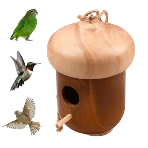 Vogelhaus aus Naturholz, Rustikale Vogelhäuser aus Holz, Handgefertigte Vogelhäuser aus Holz | Natürliches Vogelhaus aus Holz für den Außenbereich, hängbares kleines Vogelhaus, Kolibri, Nistschutz von zwxqe