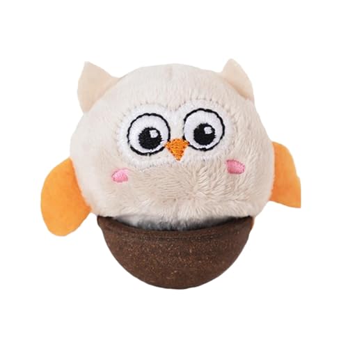 zwxqe Cat Ball Teaser,Plush Owl Pet Cat Interactive Toy Auto-Balancing - Cats Entertainment Companion with Cat Grass for Bedroom, Courtyard, Pet Shelter von zwxqe