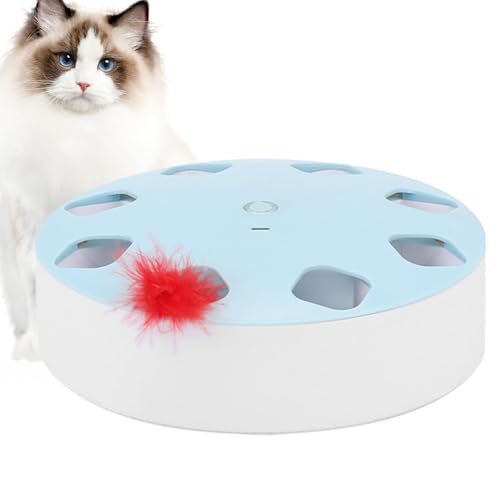 zwxqe Cat Feather Toy Automatic, Cat Teaser Whack Game, Rechargeable Interactive Cat Toys, Cat Games with 7 Holes, Cat Feather Toy Automatic with Rechargeable Interactive Cat Toys von zwxqe