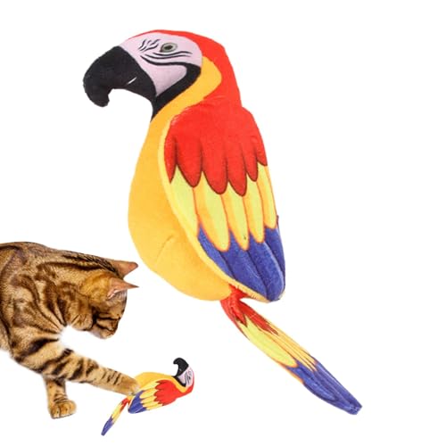 zwxqe Chirping Bird Cat Toy, Plush Parrot Cat Toys, Interactive Cat Chew Toy, Kitten Teething Toys, Thanksgiving Cat Toys, Soft Plush Bird Toy, Realistic Chirping Bird Toy, Chew Toys for Cats von zwxqe