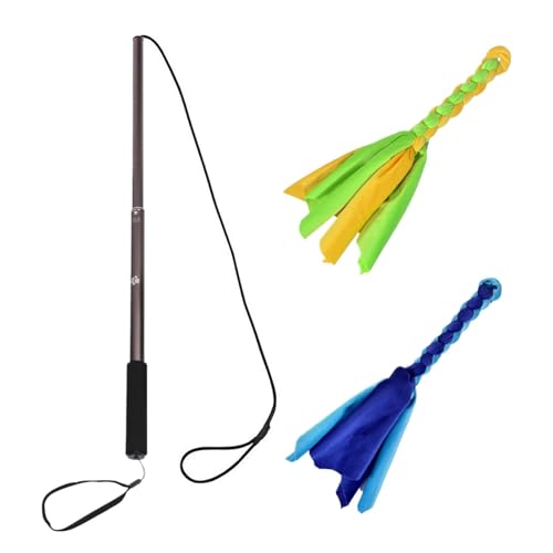 Flirt Pole for Dogs, Extendable Pet Teasing Stick, Interactive Puppy Chasing Wand, Durabled Teaser Pole, Includes 2 Detachable Rope Tugs, Perfect for Outdoor Exercise and Play von zwxqe