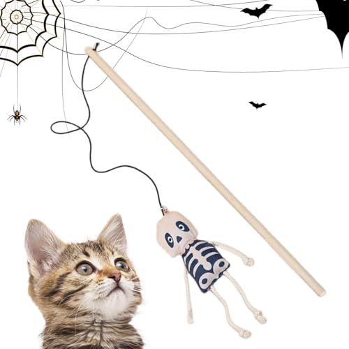 zwxqe Halloween Cat Teaser Stick, Leichter Halloween Katze Zauberstab Spielzeug String Katzenspielzeug, Kreatives Katzenspielzeug Stick Interaktives Katzenspielzeug für Haustier Katzen Kätzchen von zwxqe