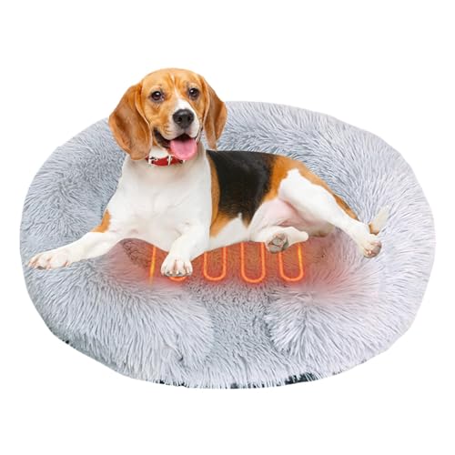 zwxqe Heated Pet Bed, Soft Dog Mat, Cat Warm Bed, USB Heated Sleeping Pet Bed, Round Cat Heating Bed, Heated Pet Bed with Auto Shut-Off, 5 Timer USB Heated Bed for Cat Dog von zwxqe