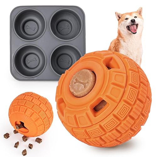 zwxqe Hundeleckerli-Spielzeugspender, Silikon-Leckerli-Dosierspielzeug, 4-Cavity-Hunde-Puzzle-Spielzeug, Einfrieren von Hunde-Puzzle, Leckerli-Ball, langsames Futter-Trainingsspielzeug, von zwxqe