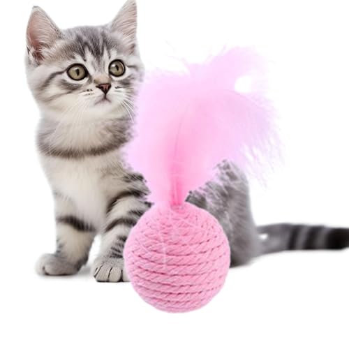 zwxqe Interactive Feather Ball Cat Toy, Bite-Resistant Kitten Toy, Engaging Pet Fun for Cats, Sturdy Feather Ball Design, Ideal for Fun and Exercise, Perfect for Indoor Cats von zwxqe