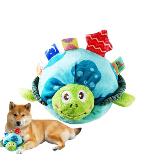 zwxqe Quietschendes Hundespielzeug aus Plüsch, robustes Kauspielzeug für Hunde, quietschende Zähne, Spielzeug für Hunde, Schildkrötenball, interaktives gefülltes Haustier-Hundespielzeug, quietschendes von zwxqe